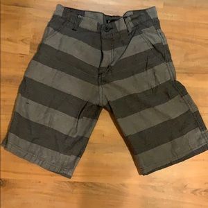 grey and black boy shorts
